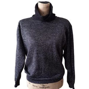 VTG  Black Silver Turtleneck Jeanne Pierre  L